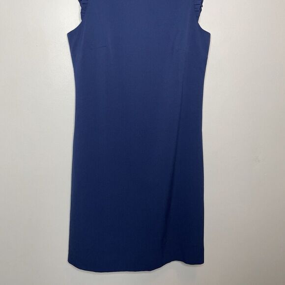 J.CREW Suiting Dress Women 2 Blue Ruffle Trim Sleeveless Career BZ954 - Picture 4 of 13